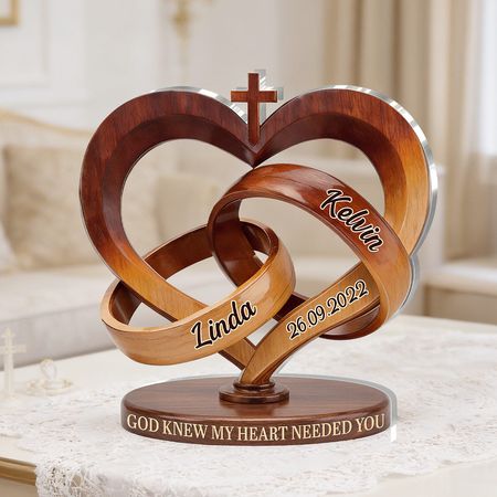 Personalized God Knew My Heart Needed You Heart & Cross Acrylic Plaque