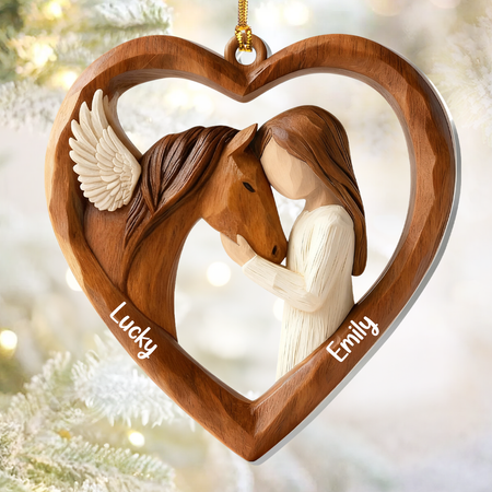 Angel Horse Love - Personalized 1-Layer Acrylic Ornament