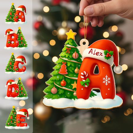 Personalized Christmas Tree & Letter Ornament | Custom Name A-Z Initial Holiday Decor