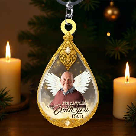 Angel Wings With Photo Memorial Keychain