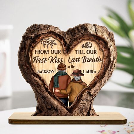 A Lifetime Of Love - Personalized 2-Layer Wood Plaque With Flat Base