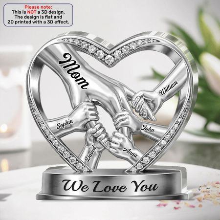 Personalized We Love You Acrylic Plaque | Custom Name Family Hands Heart Keepsake