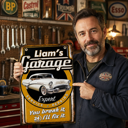 Personalized Car Garage Metal Sign Retro Auto Repair Shop Wall Decor