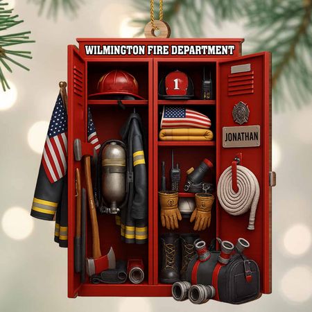 Custom Dedication For Dedicated Firefighter, Personalized Custom Wood Ornament, Gift For Firefighters