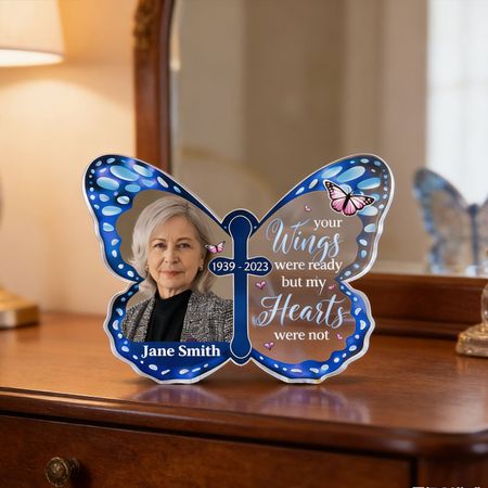 Personalized Butterfly Memorial Acrylic Plaque | Custom Photo & Name Remembrance Keepsake