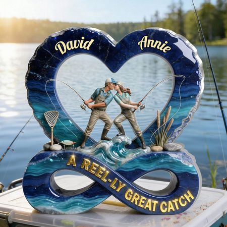 Personalized A Reel-ly Great Catch Acrylic Plaque | Custom Name Fishing Couple Keepsake