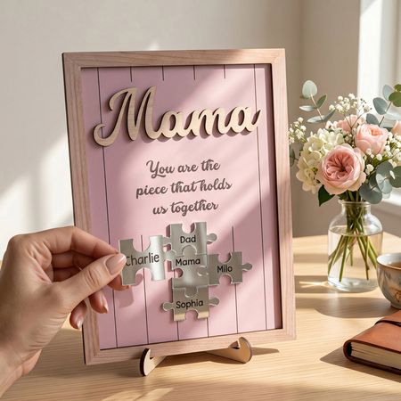 The Piece That Holds Us Together Mother's Day Gift New Version - Personalized Wooden Plaque