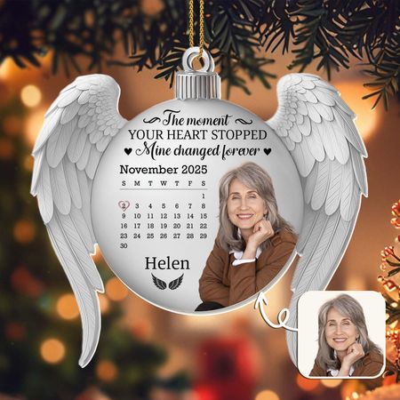 The Moment Your Heart Stopped, Wings and Heart Ornament, Custom Gift for Family and Loved Ones