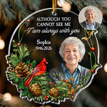 Stained Glass Photo Memorial Christmas Gifts I Am Always With You - Personalized Ornament