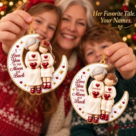 Custom Name Grandma Christmas Gifts - Personalized Acrylic Ornament - To The Moon