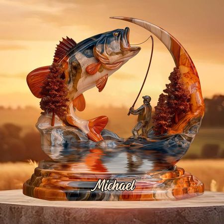 Love Fishing - Personalized Fishing Custom Shaped Acrylic Plaque