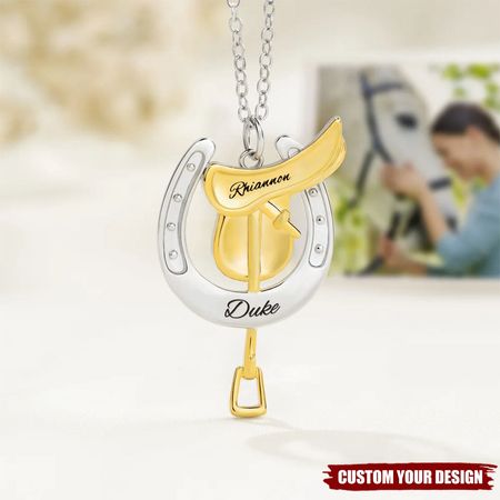 Personalized Horseshoe Saddle Protective Necklace - Dainty Jewelry Birthday Anniversary Gift for Horse Owners Lovers