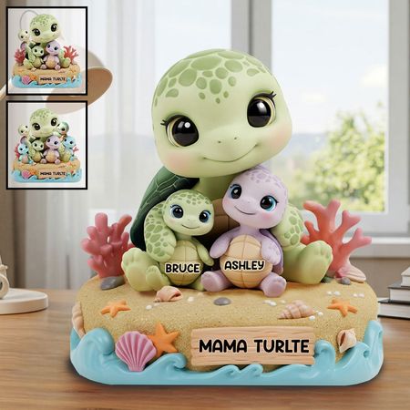Mama Turtle – Personalized Mother Custom Shaped Acrylic Plaque