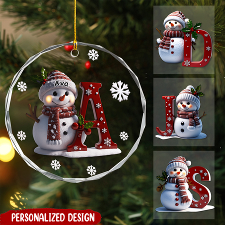 Personalized Snowman Initial Letter Christmas Ornament