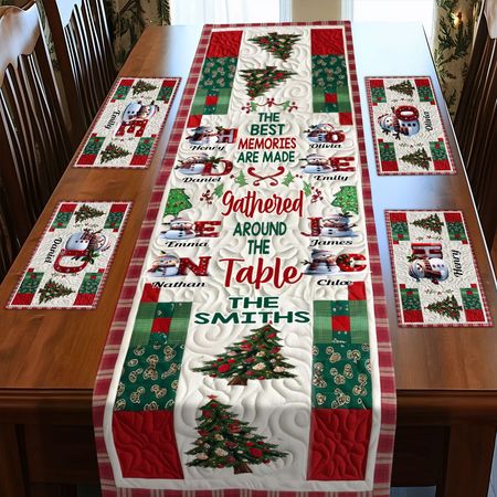 Merry Christmas – Personalized Family Table Runner and Placemats 