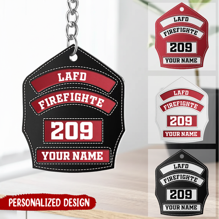 Personalized Firefighter Helmet Shield Custom Acrylic Keychain