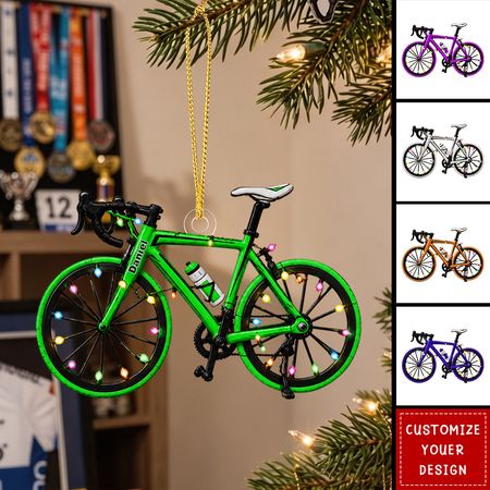 Personalized Bicycle Christmas Acrylic Ornament, Custom Name Cyclist Gift