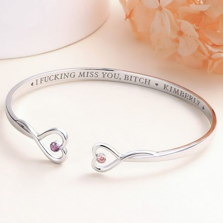 I F*cking Miss You Long Distance Relationship Gift - Personalized Heart Bracelet