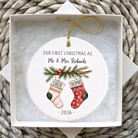 Personalised First Christmas as Mr and Mrs Ornament