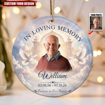 Serenity Sky Custom Memorial Photo Ornament