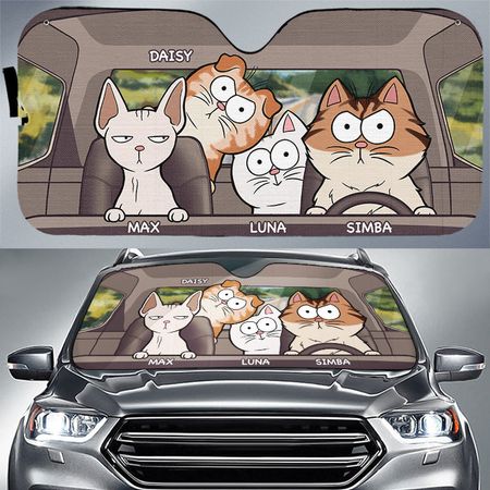 Custom Cat Car Windshield Visor Window Protector - Gift for Pet Lovers