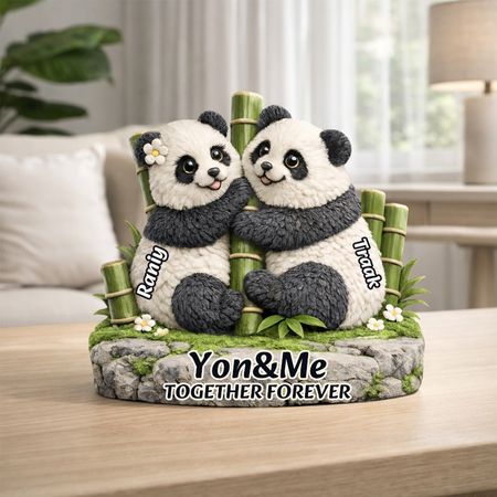 Personalized Panda Couple Acrylic Plaque | You & Me Together Forever Bamboo Love Keepsake
