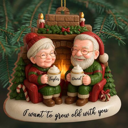 I Want To Grow Old With You, Elderly Couple By The Fireplace, Gift For Couples