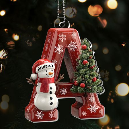 Snowman Festive Christmas Letter - Personalized 1-Layer Acrylic Ornament