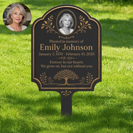 Personalized Photo Memorial Tree of Life Metal Garden Stake Sign