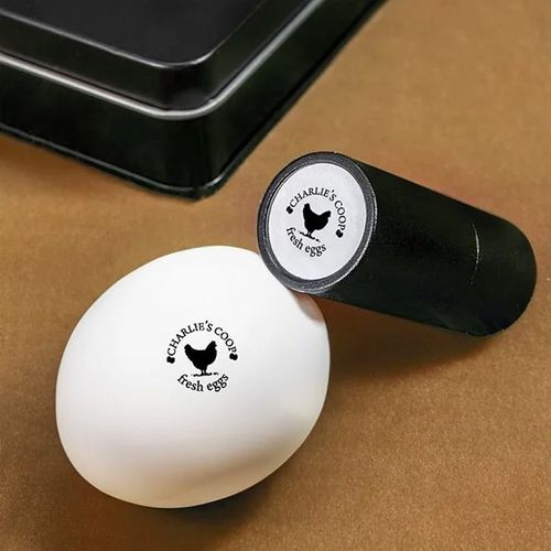 Personalised Chick Silhouette Pattern Egg Stamp with Text Farm Egg Label - Mother's Day Father's Day Gift for Family Farm Raisers