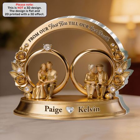 Personalized From Our First Kiss Till Our Last Breath Couple Acrylic Plaque | Custom Name Love Journey Keepsake