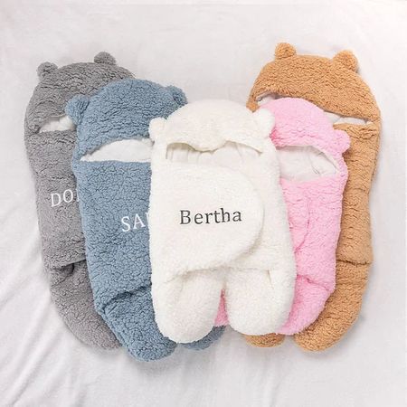 Personalised Embroidered Bunny Baby Swaddle - Warm, Comfortable and Easy to Use