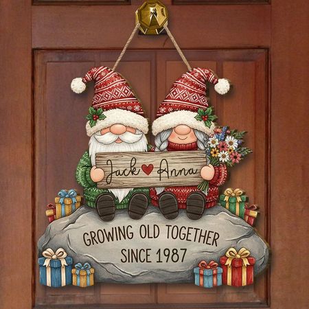 Growing Old Together - Personalized Couple Wooden Sign