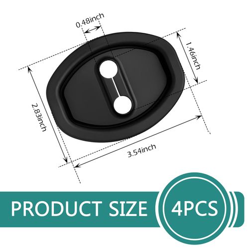 4 PCS Door Latch Lock Covers, Silicone Door Latch Protective Cover, Self-Adhesive Anti-Rust Noise Dampers Car Door Protector, Universal for Most Cars, Trucks, SUVs (Black)