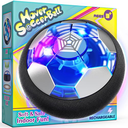 Rechargeable Hover Soccer Ball for Kids Indoor Games, Light-Up Soccer Toy with Soft Foam Bumper, Air-Powered Floating Ball Game, Birthday Gift for Boys and Girls Ages 4-12