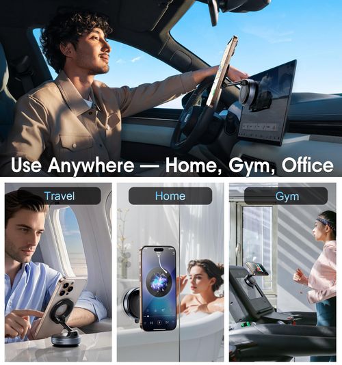 Upgraded Vacuum Magnetic Car Phone Holder 360° Reinforced 96LBS Ultra Suction Cup Phone Mount for MagSafe Cell Phone Holders for Your Car/Gym/Mirror Mount for iPhone & Android