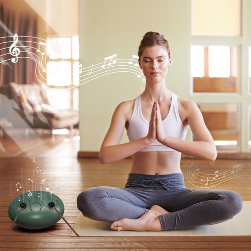 Rain Drum for Outside Garden, 6 Inches 8 Notes Steel Tongue Chakra Drums, Waterproof Meditation Rain Chime, Musical Instruments for Adult Gift with Bag, Music Book, Drum Mallets