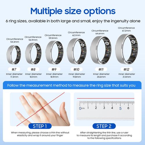 Smart Ring Health Tracker for Men Women, Sleep Stress Exercise Health Monitoring, IP68 Waterproof, Long Battery Life, No Subscription, iOS Android Compatible