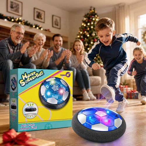 Rechargeable Hover Soccer Ball for Kids Indoor Games, Light-Up Soccer Toy with Soft Foam Bumper, Air-Powered Floating Ball Game, Birthday Gift for Boys and Girls Ages 4-12