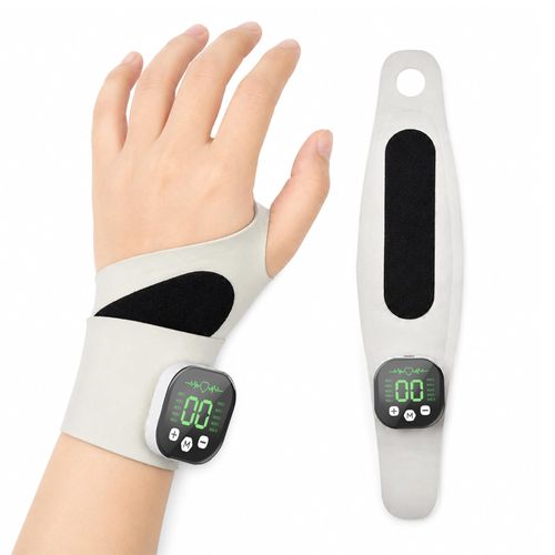 Electric Wrist Massager, Adjustable Microcurrent Wrist Support Wrap with 8 Modes 30 Intensity Levels Cordless Wrist Massage for Home Office Travel