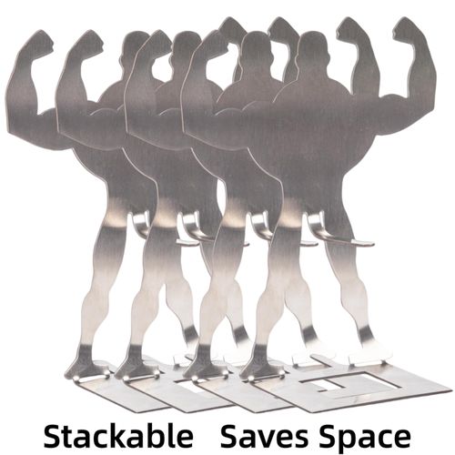 4 PCS Funny BBQ Stand Muscle Man Hot Dog Holder | Reusable Stainless Steel Hotdog and Sausage Stand | Portable Hot Dog Roaster | Barbecue Grill Accessories | Funny Birthday Gifts for Men
