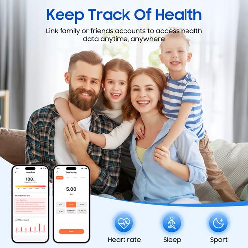 Smart Ring Health Tracker for Men Women, Sleep Stress Exercise Health Monitoring, IP68 Waterproof, Long Battery Life, No Subscription, iOS Android Compatible