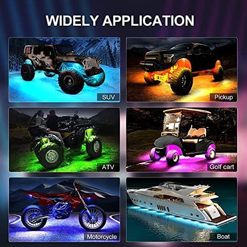 RGB LED Rock Lights, 180 LEDs Lights with Phone App/Remote Control & Timing & Music Mode Rock Lights Kits, Waterproof Underglow Light for ATV RZR UTV SUV Off Road AUTO Motorcycle (12 Pods)