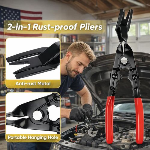 5PCS Automotive Electrical Disconnect Pliers Kit with Storage Case, High-Carbon Steel Connector Separator, Hose Clamp & Trim Clip Removal Tools, Professional Set for Auto Repair & Maintenance