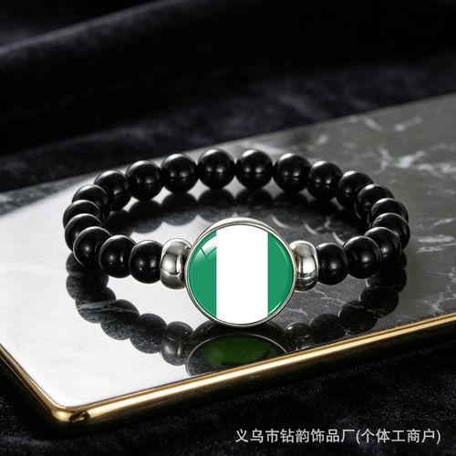 Nigeria National Flag Bracelet Elastic Rope Beaded Bracelet Support Your Country Travel Souvenir Gifts for Men Women