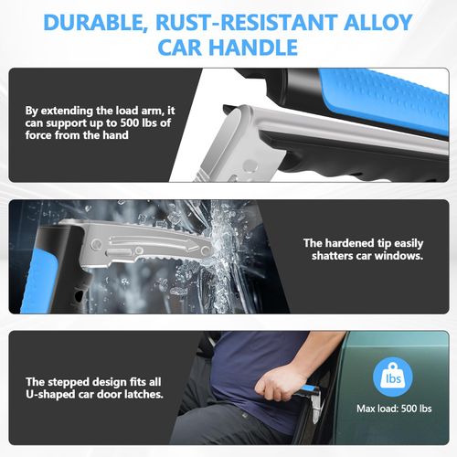 Car Door Handle for Elderly, 3-in-1 Car Handle Assist for Seniors, Portable Auto Cane Vehicle Support Handle, 500 lbs Capacity, Non-Slip Door Assist Bar