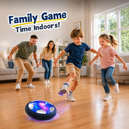 Rechargeable Hover Soccer Ball for Kids Indoor Games, Light-Up Soccer Toy with Soft Foam Bumper, Air-Powered Floating Ball Game, Birthday Gift for Boys and Girls Ages 4-12