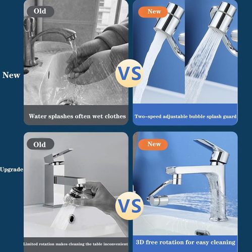 Universal Sink Faucet 1080° Rotating Faucet Extender with Upward Facial Mist, U Shaped Faucet Extender, 360° Faucet Aerator for Bathroom Kitchen, 4 Water Modes Adjustable