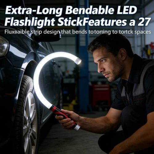 Flexible LED Flashlight Stick, 27" Bendable Mechanic Light,Work Light with High-Lumen LED,3 Brightness Modes, Rechargeable Flexible Light for Mechanics,Car Repairs, Inspections