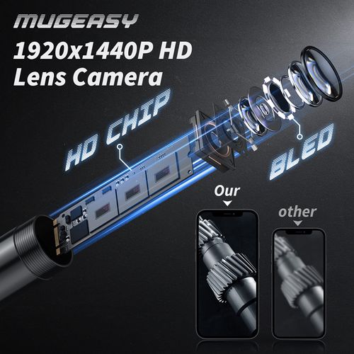 Endoscope Camera with Light, 1920P HD Bore Scope Borescope with 8 Lights, Waterproof 16.4FT Semi-Rigid Cord for Pipe Inspection, Industrial Endoscope for Phones